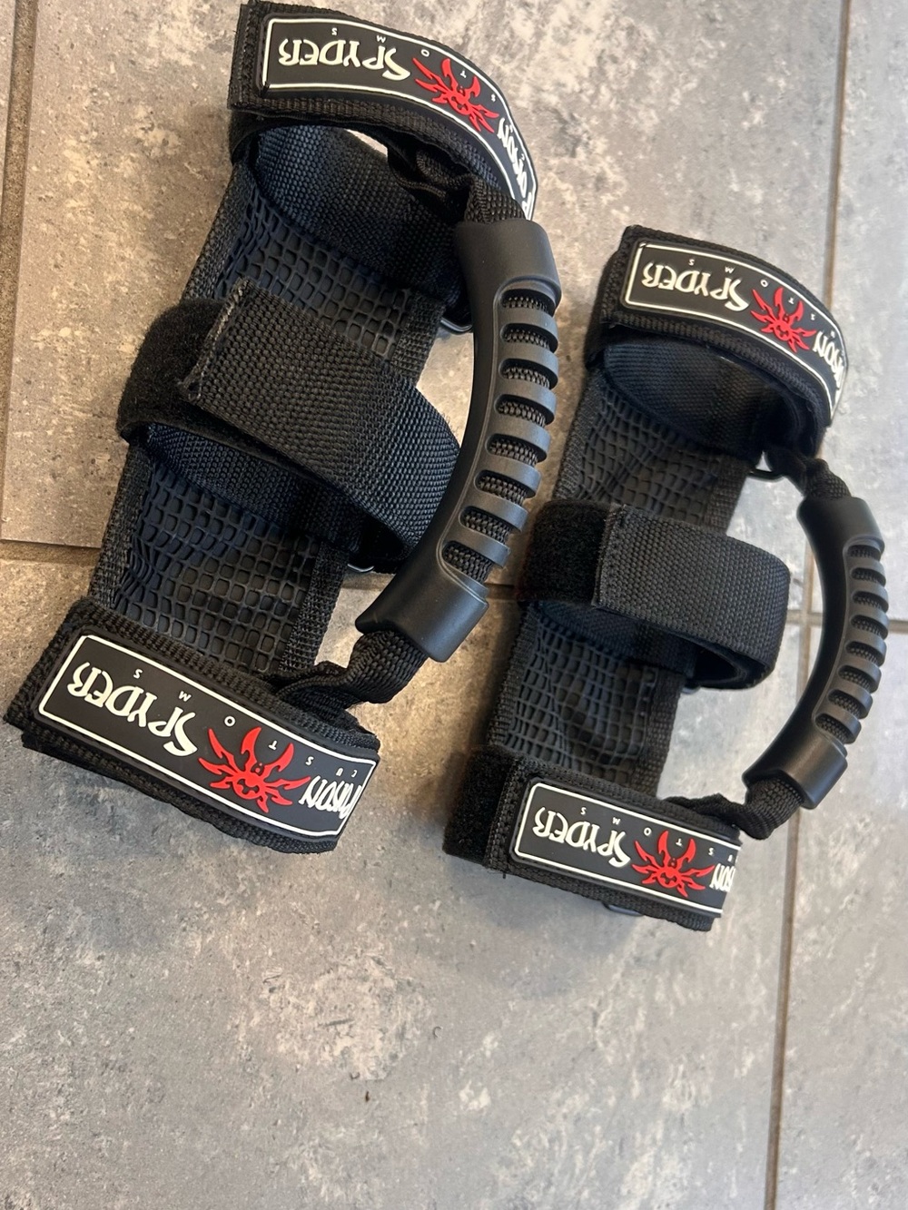 Spyder Black Workout Hand Grips with Red Logo